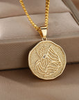 Astrological Sign Coin Pendant Necklace